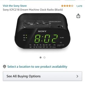 Sony Black Dream Machine Alarm Clock Radio